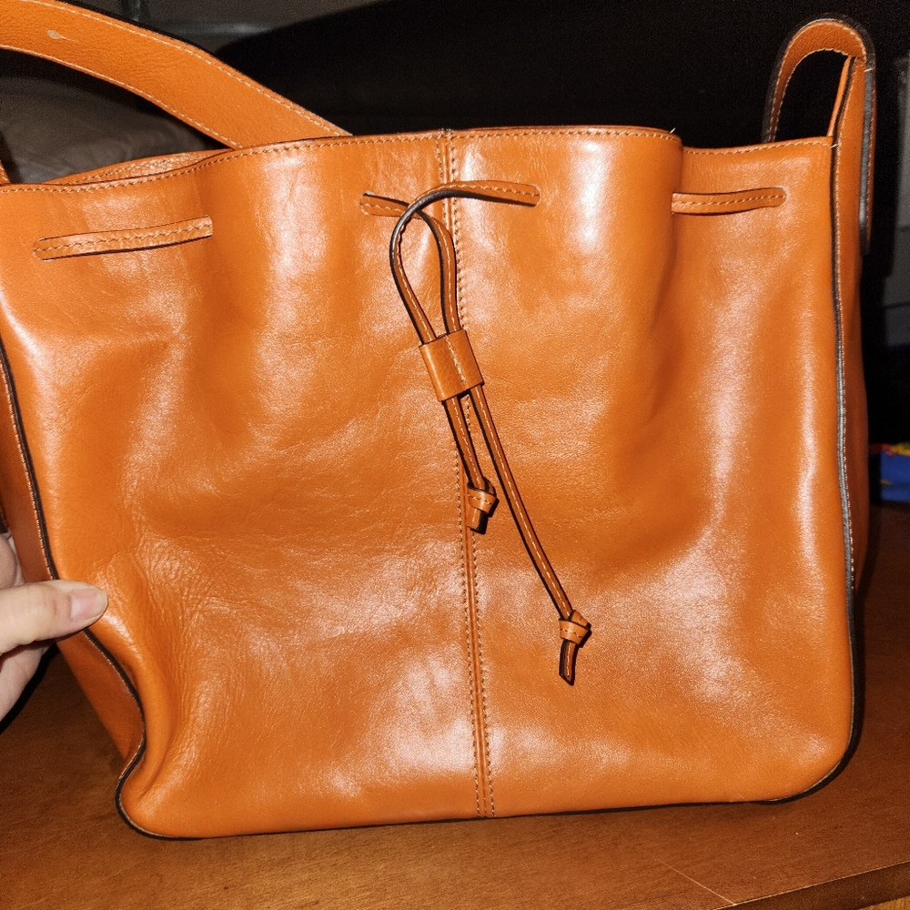Anna paola genuine Italian leather bag caramel orange